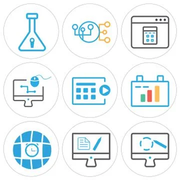 Set Of 9 simple editable icons such as Graphic tablet, Monitor, Internet Free Stock Illustration