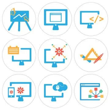 Set Of 9 simple editable icons such as Browser, Computer, Laptop Grats Stockgrafik