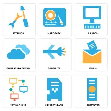 Set Of 9 simple editable icons such as Computer, Memory card, Networking Gratis stockillustratie