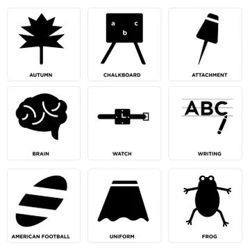 Set Of 9 simple editable icons such as Frog, Uniform, American football Illustrazione stock gratuita