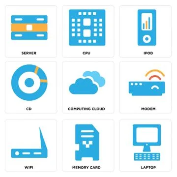 Set Of 9 simple editable icons such as Laptop, Memory card, Wifi Gratis stockillustratie
