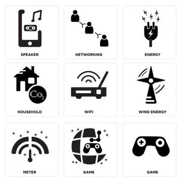 Set Of 9 simple editable icons such as Game, Game, Meter Free Stock Illustration