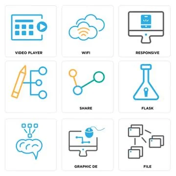 Set Of 9 simple editable icons such as File, Graphic de, 무료 스톡 일러스트