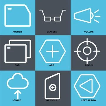 Set Of 9 simple editable icons such as Left arrow, New file, Cloud 無料イラスト素材