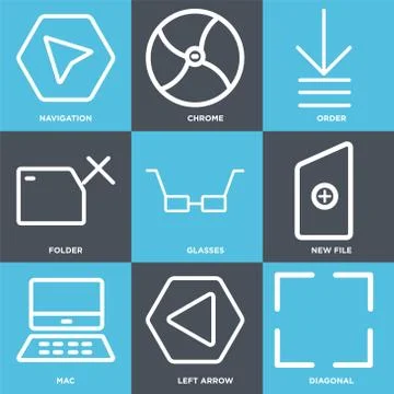Set Of 9 simple editable icons such as Diagonal, Left arrow, Mac Free Stock Illustration