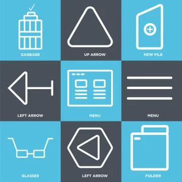 Set Of 9 simple editable icons such as Folder, Left arrow, Glasses Free Stock Illustration
