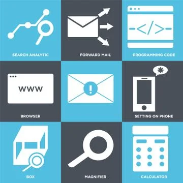 Set Of 9 simple editable icons such as Calculator, Magnifier, Box 무료 스톡 일러스트