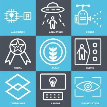 Set Of 9 simple editable icons such as Visualization, Laptop, Dimensions Free Stock Illustration