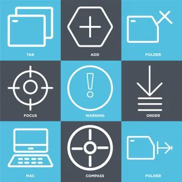 Set Of 9 simple editable icons such as Folder, Compass, Mac Free Stock Illustration