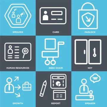 Set Of 9 simple editable icons such as Speaker, Report, Growth Stock Illustration