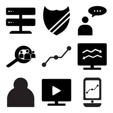 Set Of 9 simple editable icons such as Mobile app, Play on mac, User Stock Illustration