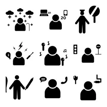 Set Of 9 simple editable icons such as Dyer, Support, Chef Stock Illustration