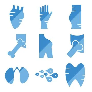 Set Of 9 simple editable icons such as Tooth and Gums, Skin Cells, Two Kidney Stock-Illustration