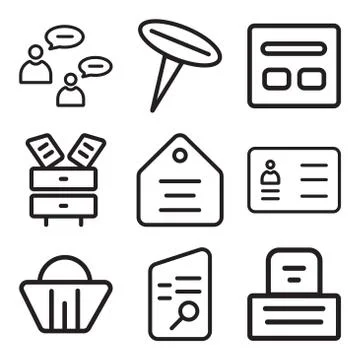 Set Of 9 simple editable icons such as Printer, Search, Shopping basket イラスト素材