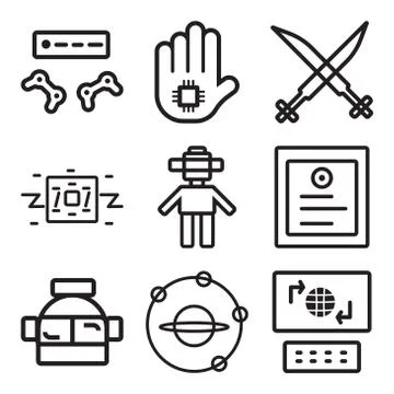 Set Of 9 simple editable icons such as Laptop, Outer space, Astronaut Stockillustratie