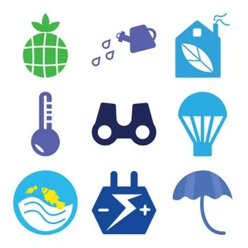 Set Of 9 simple editable icons such as Inc, Big Car Battery, Pond Stock Illustration