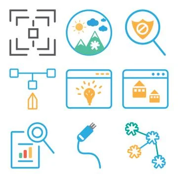 Set Of 9 simple editable icons such as Settings, Pendrive, File Stock Illustration