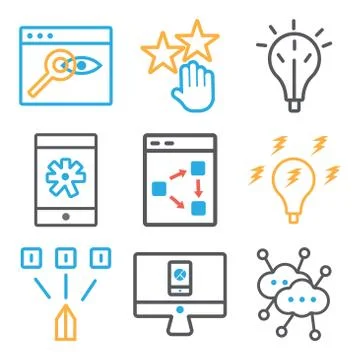Set Of 9 simple editable icons such as Network, Analytics, Stock Illustration