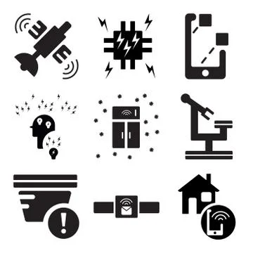 Set Of 9 simple editable icons such as Smart home, Smartwatch, Smoke detector Illustrazione stock