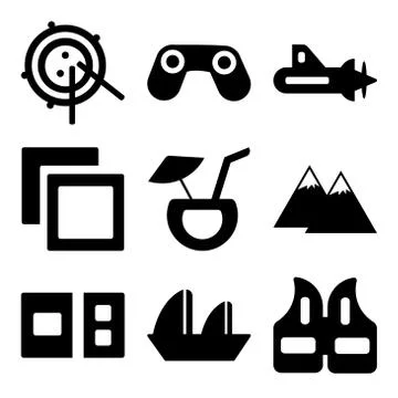 Set Of 9 simple editable icons such as Life Vest, Sailboat Sailing, Postcard Stock Illustration