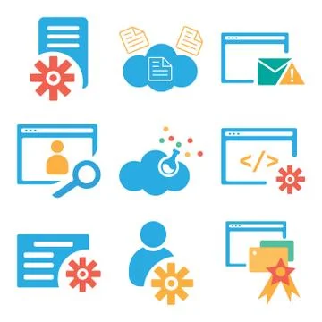 Set Of 9 simple editable icons such as Browser, User, File Stock Illustration