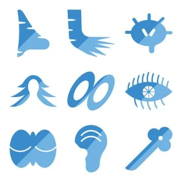 Set Of 9 simple editable icons such as Bronchioles, Human Ear, Human Cerebell Stock Illustration