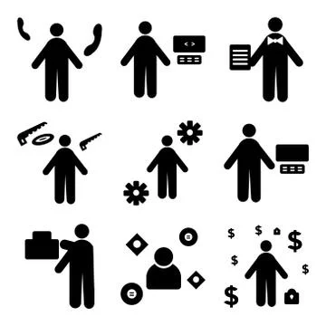Set Of 9 simple editable icons such as Pirate, Mechanic, mover 스톡 일러스트