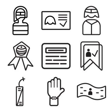 Set Of 9 simple editable icons such as Banner, Protest, Fireworks Stock Illustration