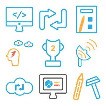 Set Of 9 simple editable icons such as Pen, Web de, Cloud computing Stock Illustration