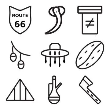 Set Of 9 simple editable icons such as Tomahawk, Tea, Pyramid Stock-Illustration