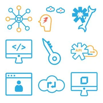 Set Of 9 simple editable icons such as 3d, Cloud computing, User Illustrazione stock