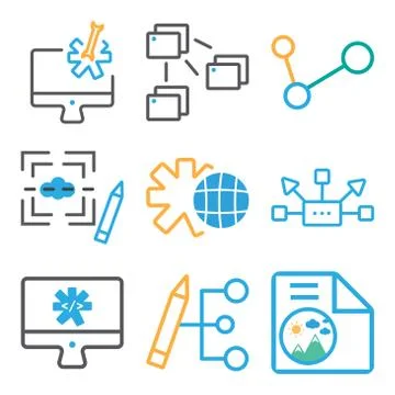 Set Of 9 simple editable icons such as Image, , Monitor Stock Illustration