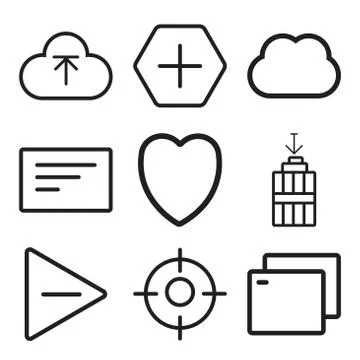 Set Of 9 simple editable icons such as Tab, Focus, Play Illustrazione stock