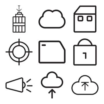 Set Of 9 simple editable icons such as Upload, Cloud, Volume イラスト素材