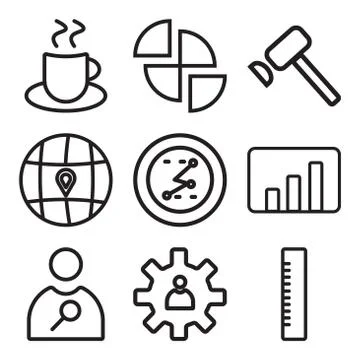 Set Of 9 simple editable icons such as Ruler, Job, Search Stock Illustration