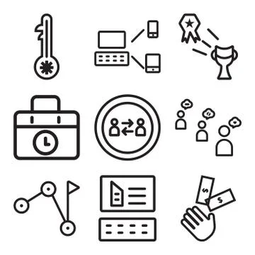 Set Of 9 simple editable icons such as Investment, Website, Path Stock Illustration