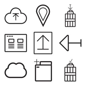Set Of 9 simple editable icons such as Garbage, Folder, Computing Illustrazione stock