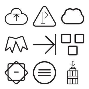 Set Of 9 simple editable icons such as Garbage, Menu, Compass Illustrazione stock