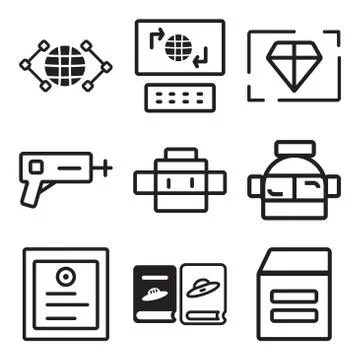 Set Of 9 simple editable icons such as Warehouse, Book, Certificate Stock-Illustration