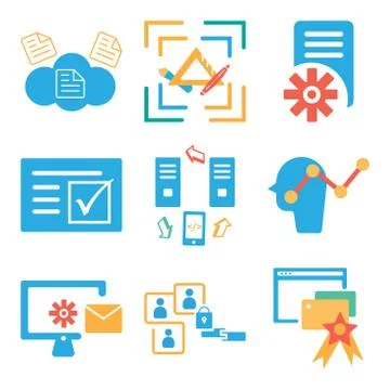Set Of 9 simple editable icons such as Browser, User, Laptop Stock Illustration