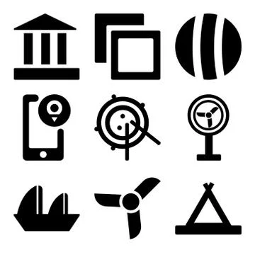 Set Of 9 simple editable icons such as Tent, Big Propeller, Sailboat Sailing Stock Illustration