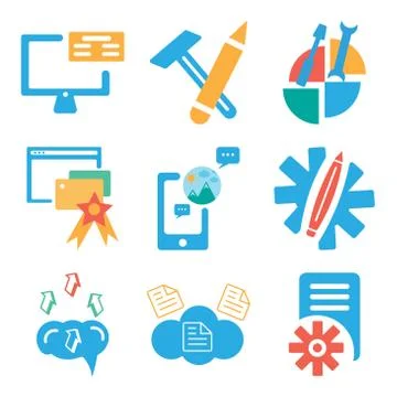 Set Of 9 simple editable icons such as File, Cloud computing, Brain Illustrazione stock