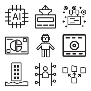 Set Of 9 simple editable icons such as File transfer, Users, Flood Stockillustratie