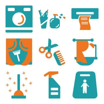Set Of 9 simple editable icons such as Slippery, Spray, Plunger Ilustración de archivo