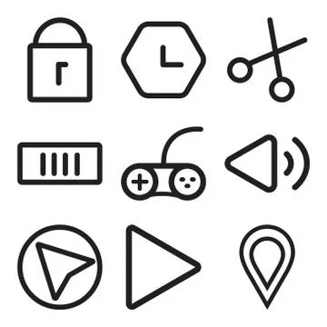 Set Of 9 simple editable icons such as Placeholder, Forward, Cursor Stock Illustration