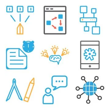 Set Of 9 simple editable icons such as Internet, User, Compass イラスト素材