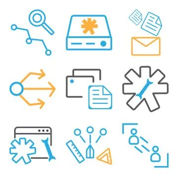 Set Of 9 simple editable icons such as Users, , Browser Stock Illustration