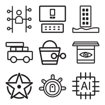 Set Of 9 simple editable icons such as Cpu, Teleportation, Compass イラスト素材