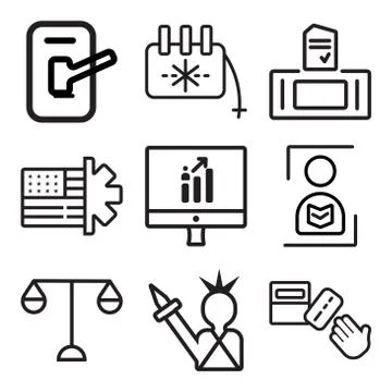 Set Of 9 simple editable icons such as Ballot, Statue of liberty, Balance Stock Illustration
