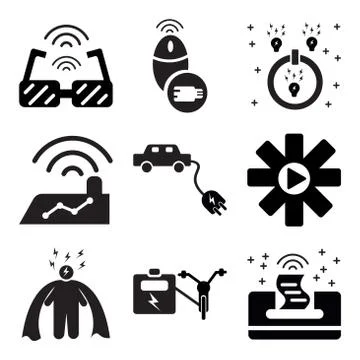 Set Of 9 simple editable icons such as Printer, Bike, Vigilante イラスト素材